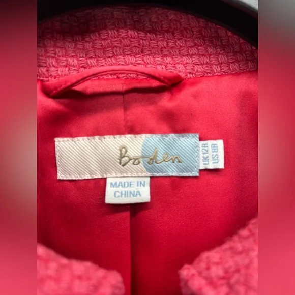 Boden pink wool blend jacket with scalloped hem size 8 - Picture 5 of 15